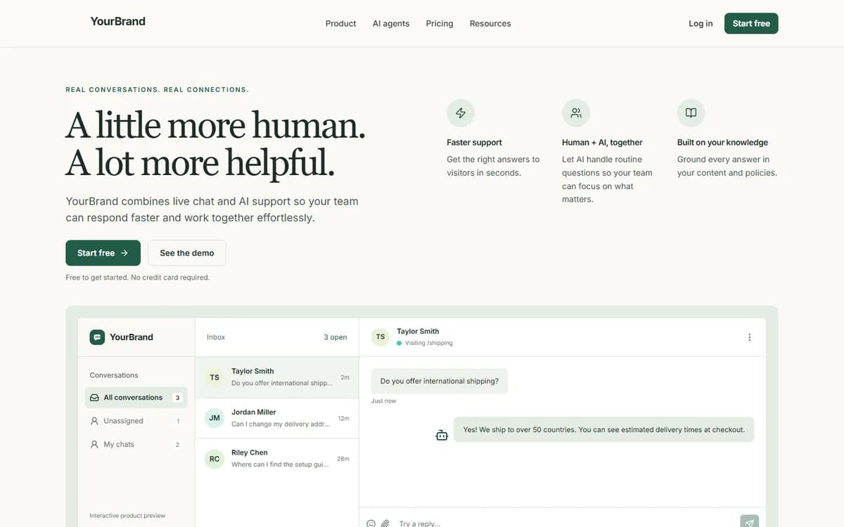 Live Chat & AI Support Desk: example platform we built (brand hidden)