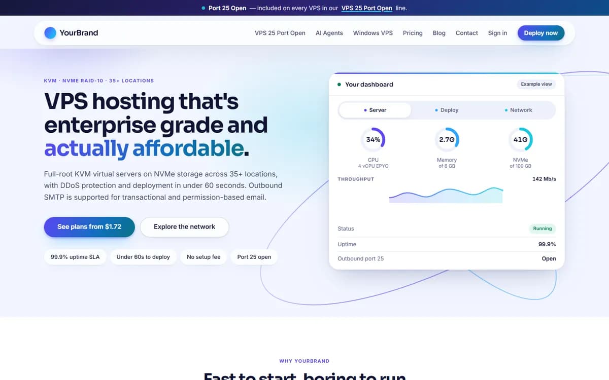 KVM VPS Hosting Platform: example platform we built (brand hidden)